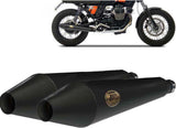 Exhaust Tip Without Sound Certification Conical Steel Black - Zard Compatible With Moto Guzzi V7 Café Classic - Stone (2008-2015)
