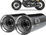 Exhaust Tip Without Sound Certification Slim Steel Black Endcap Aluminium - Zard Compatible With Moto Guzzi V9 Bobber (2016-2019)