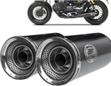 Exhaust Tip Without Sound Certification Slim Steel Black Endcap Aluminium - Zard Compatible With Moto Guzzi V9 Bobber (2016-2019)