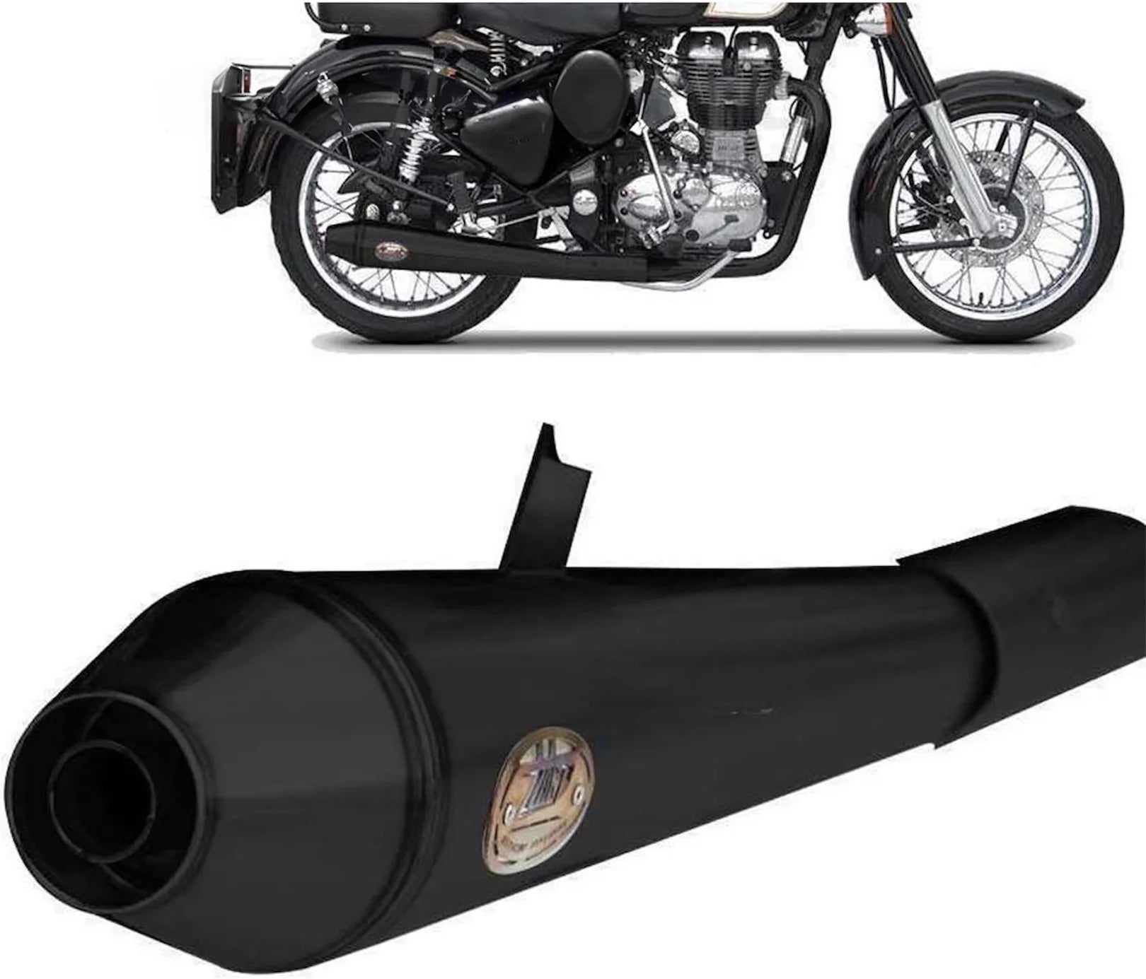 Exhaust Tip Without Sound Certification Conical Steel Black - Zard Compatible With Royal Enfield Bullet 500 (2006-2009)
