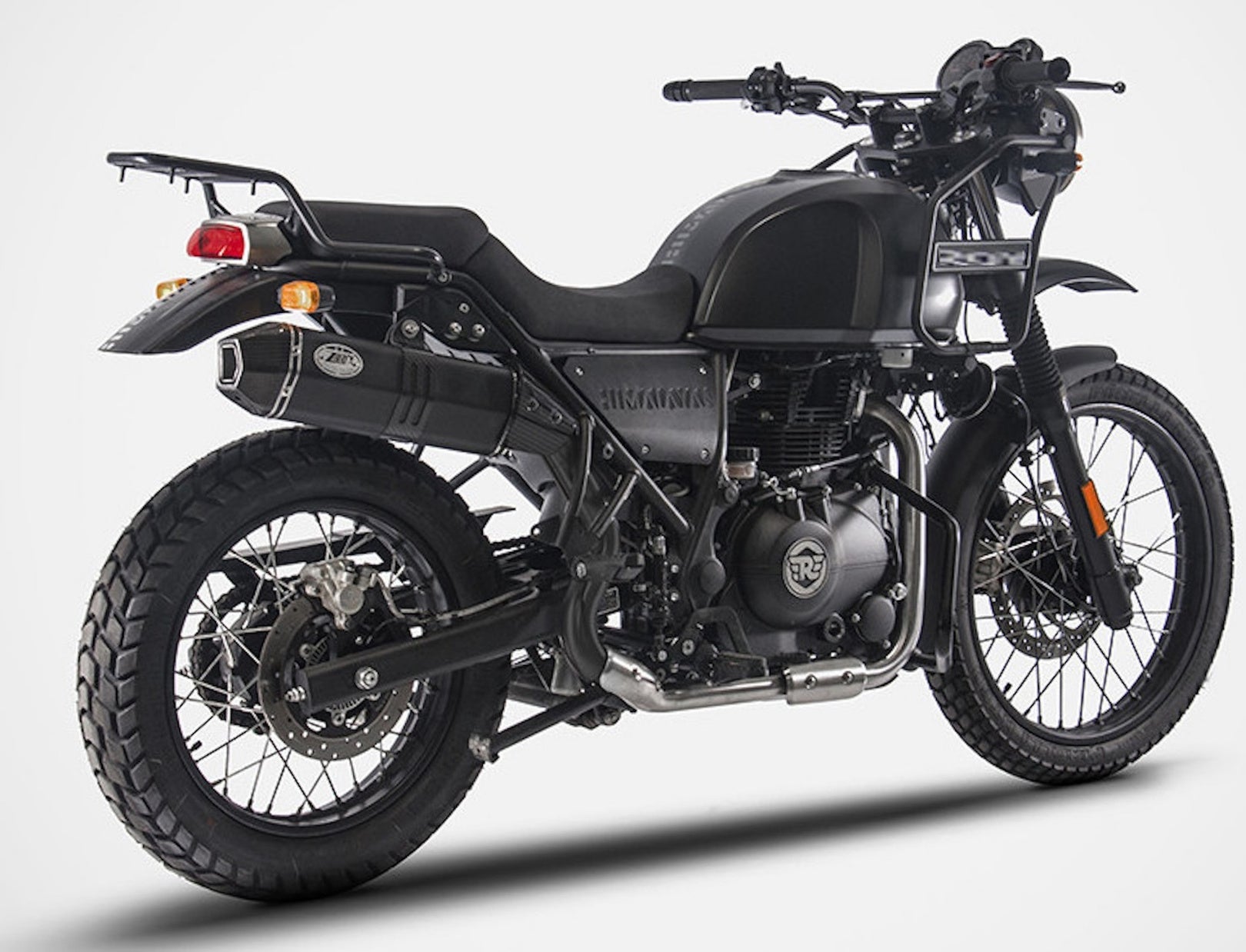 Exhaust Tip Without Sound Certification Penta High Steel Black Endcap Carbon - Zard Compatible With Royal Enfield Himalayan (2017-2020)