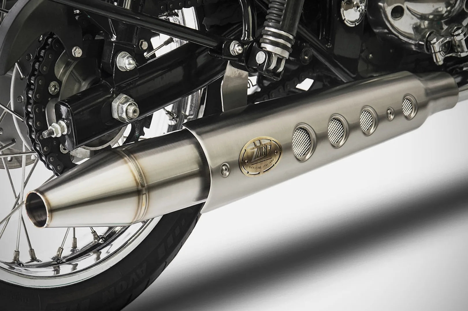 Exhaust Tip Without Sound Certification Stainless Steel Polish - Zard Compatible With Royal Enfield Continental Gt (2019-2023)