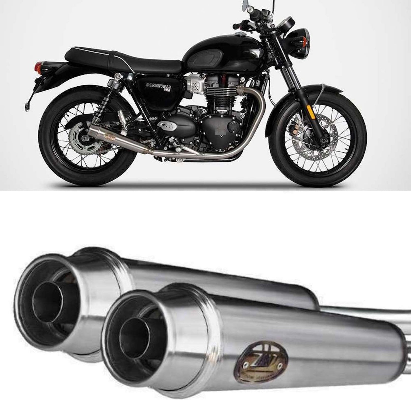 Uncatalysed Exhaust System Without Sound Certification Stainless Steel Polish - Zard Compatible With Triumph Bonneville T120 (2021-2023)