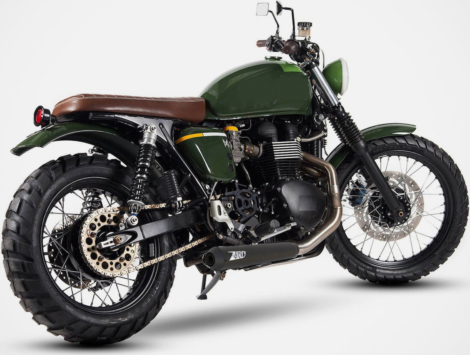 Complete Exhaust System Without Catalytic Converter And Without Sound Certification Cross Steel Black - Zard Compatible With Triumph Thruxton 900 (2001-2016)