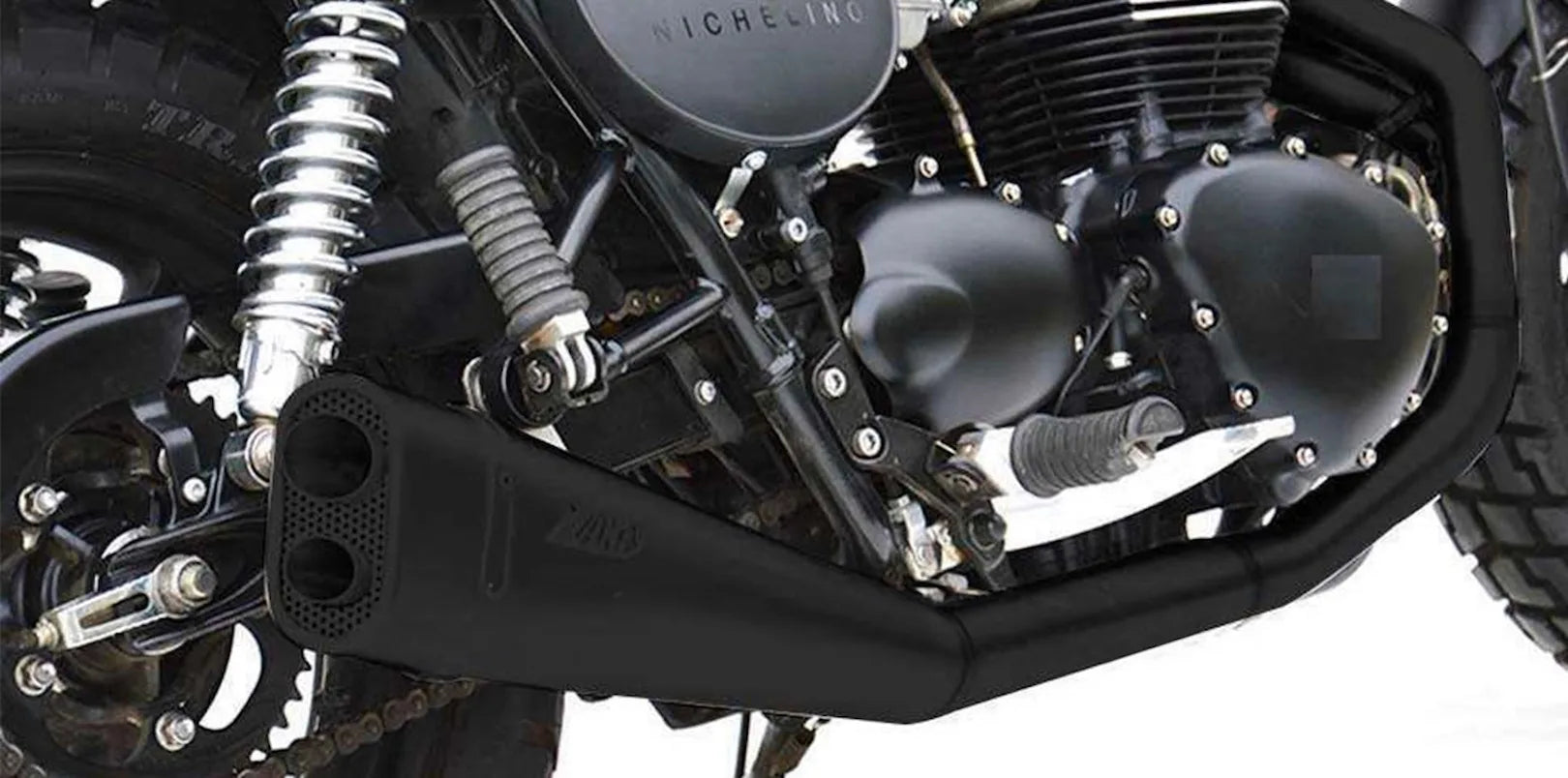 Complete Exhaust System Without Catalytic Converter And Without Sound Certification Short Low Steel Black - Zard Compatible With Triumph Thruxton 900 (2001-2016)