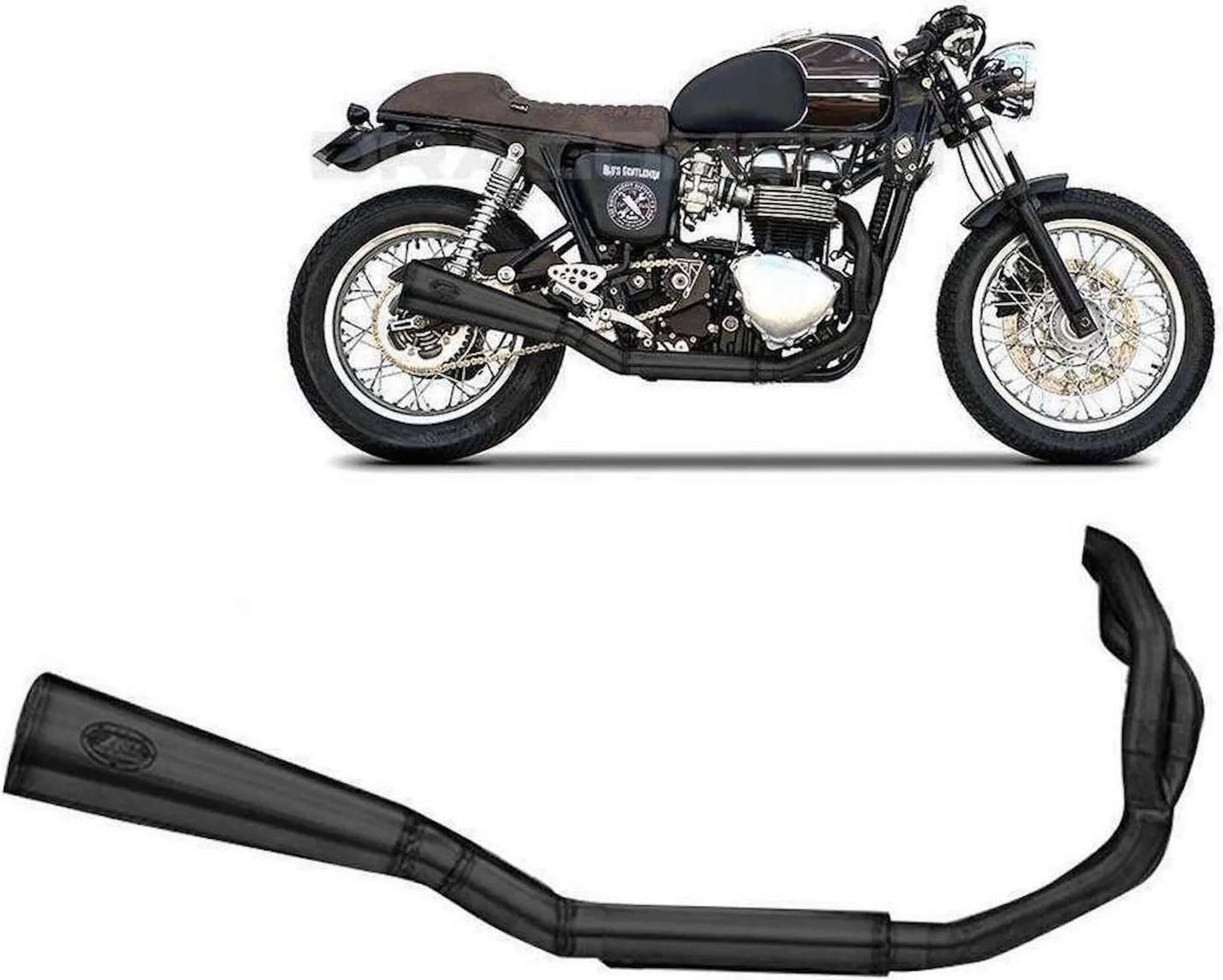 Complete Exhaust System Without Catalytic Converter And Without Sound Certification Bad Child Steel Black - Zard Compatible With Triumph Bonneville T100 (2001-2016)