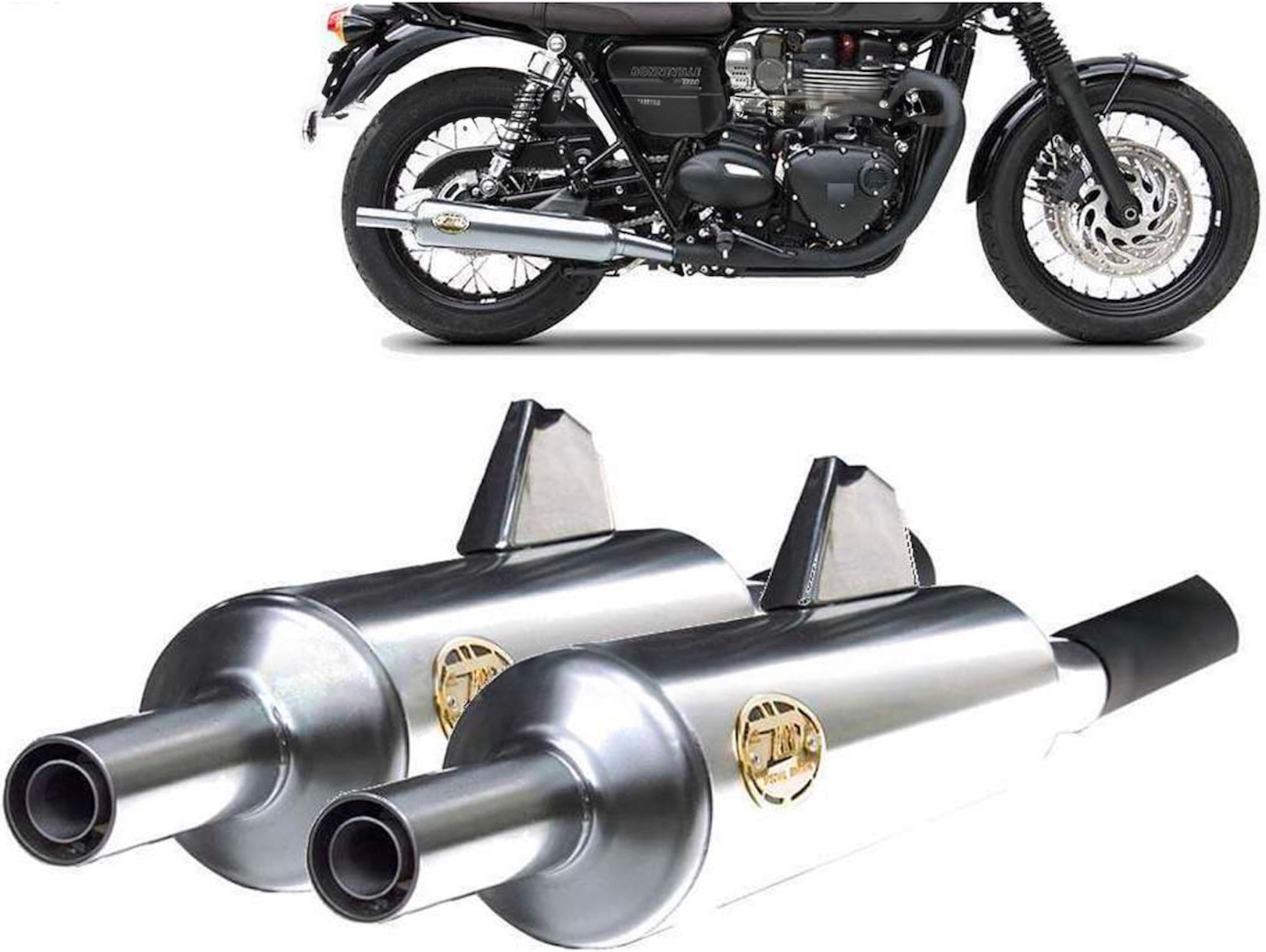 Exhaust Tip Without Sound Certification Bottle Stainless Steel - Zard Compatible With Triumph Bonneville T100 (2016-2020)