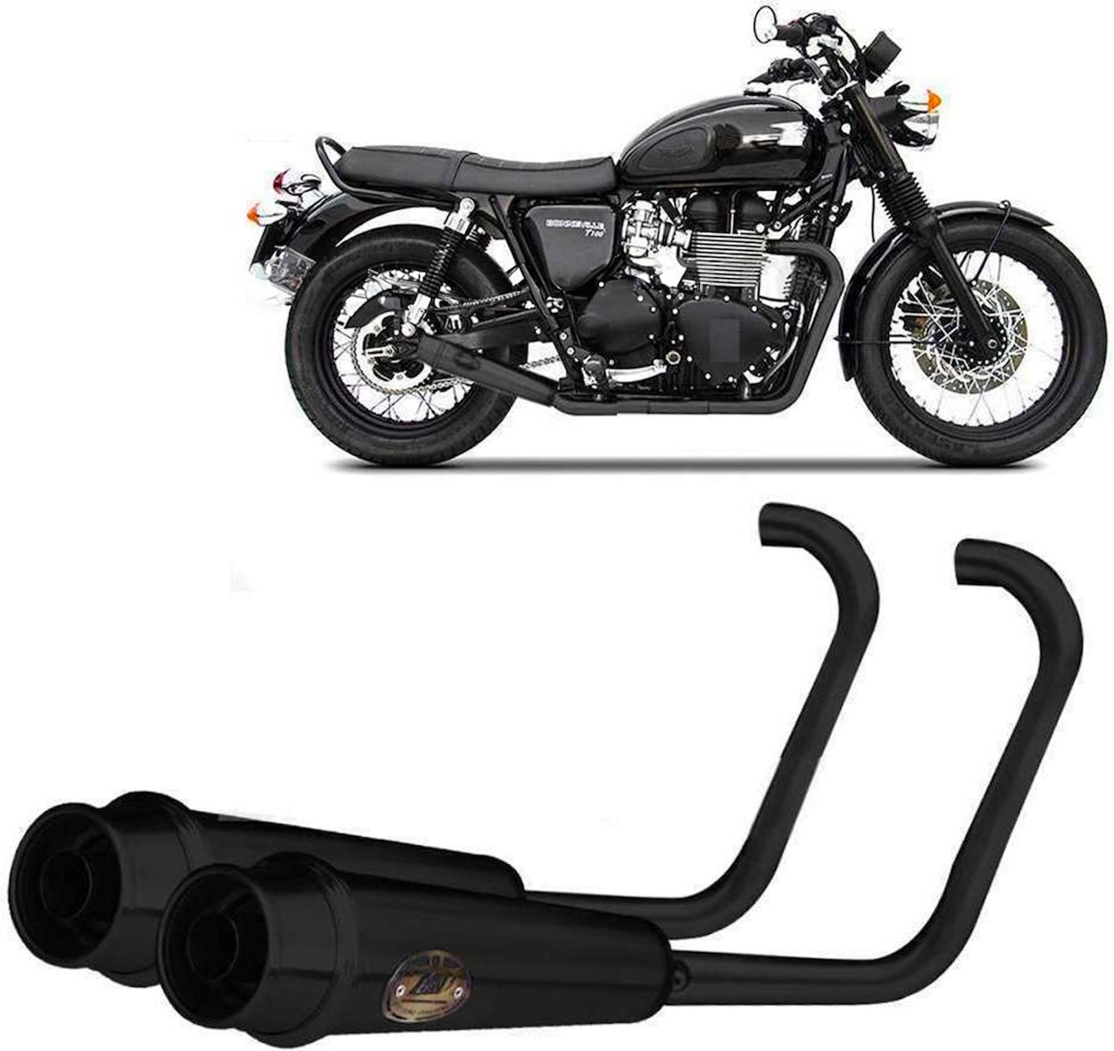 Complete Exhaust System Without Catalytic Converter And Without Sound Certification Back Steel Black - Zard Compatible With Triumph Bonneville T120 (2016-2020)