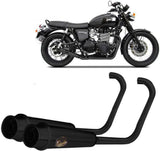 Complete Exhaust System Without Catalytic Converter And Without Sound Certification Back Steel Black - Zard Compatible With Triumph Bonneville T100 (2017-2020)