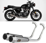 Complete Exhaust System Without Catalytic Converter And Without Sound Certification Back Stainless Steel - Zard Compatible With Triumph Bonneville T100 (2017-2020)