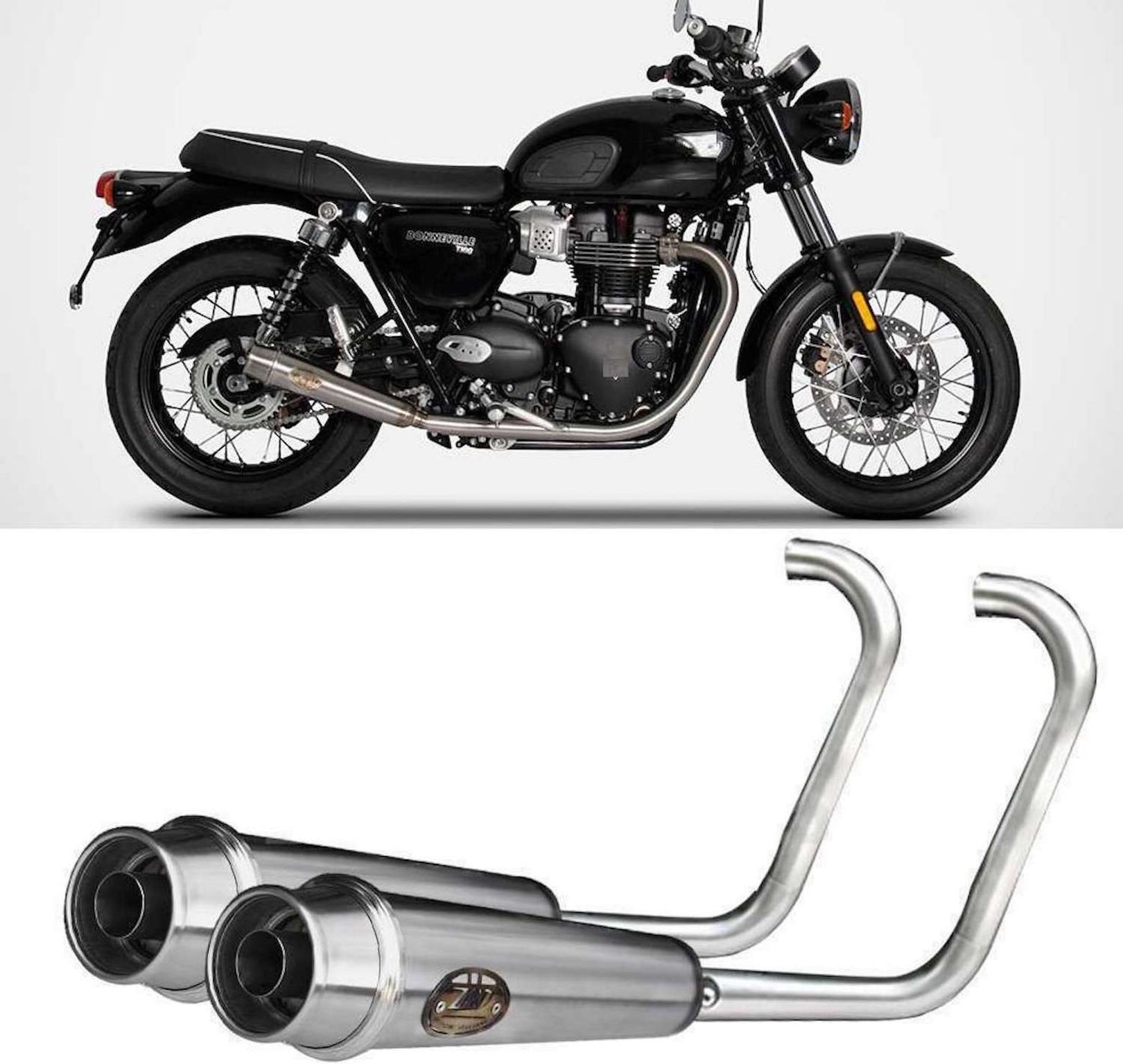 Complete Exhaust System Without Catalytic Converter And Without Sound Certification Back Stainless Steel - Zard Compatible With Triumph Bonneville T120 (2016-2023)