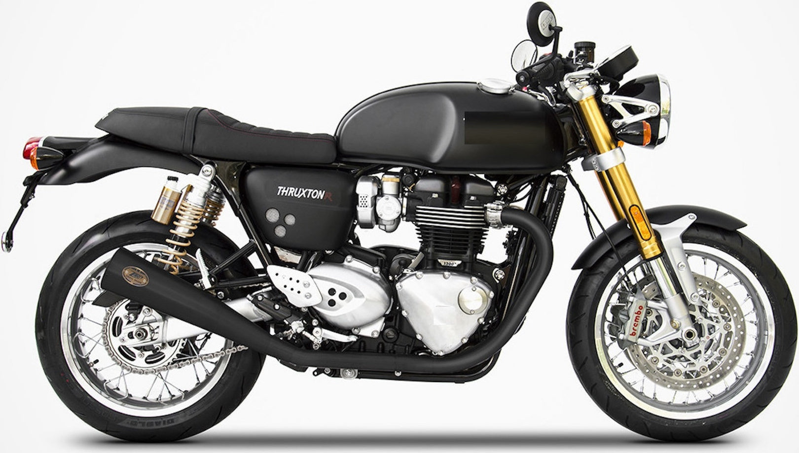 Exhaust Tip Without Sound Certification Steel Black - Zard Compatible With Triumph Thruxton 1200 R (2017-2020)