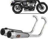 Complete Exhaust System Without Catalytic Converter And Without Sound Certification Stainless Steel Polish - Zard Compatible With Triumph Bonneville T100 (2001-2016)