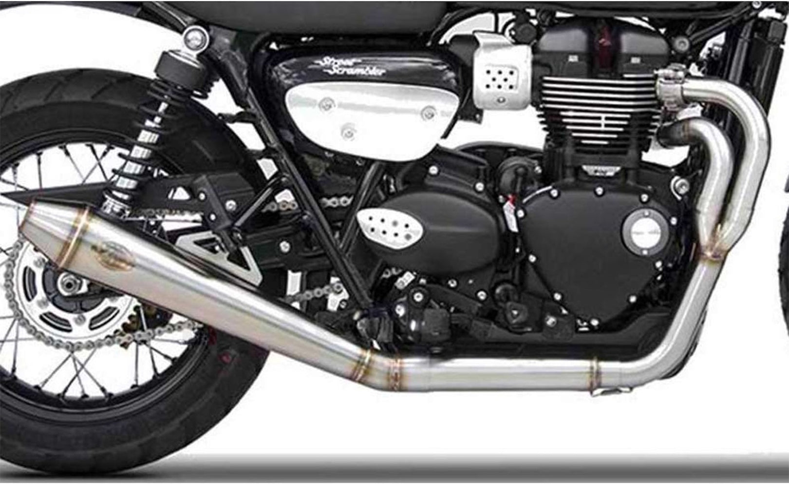 Complete Exhaust System Without Catalytic Converter And Without Sound Certification Cross Stainless Steel - Zard Compatible With Triumph Scrambler 900 (2017-2023)