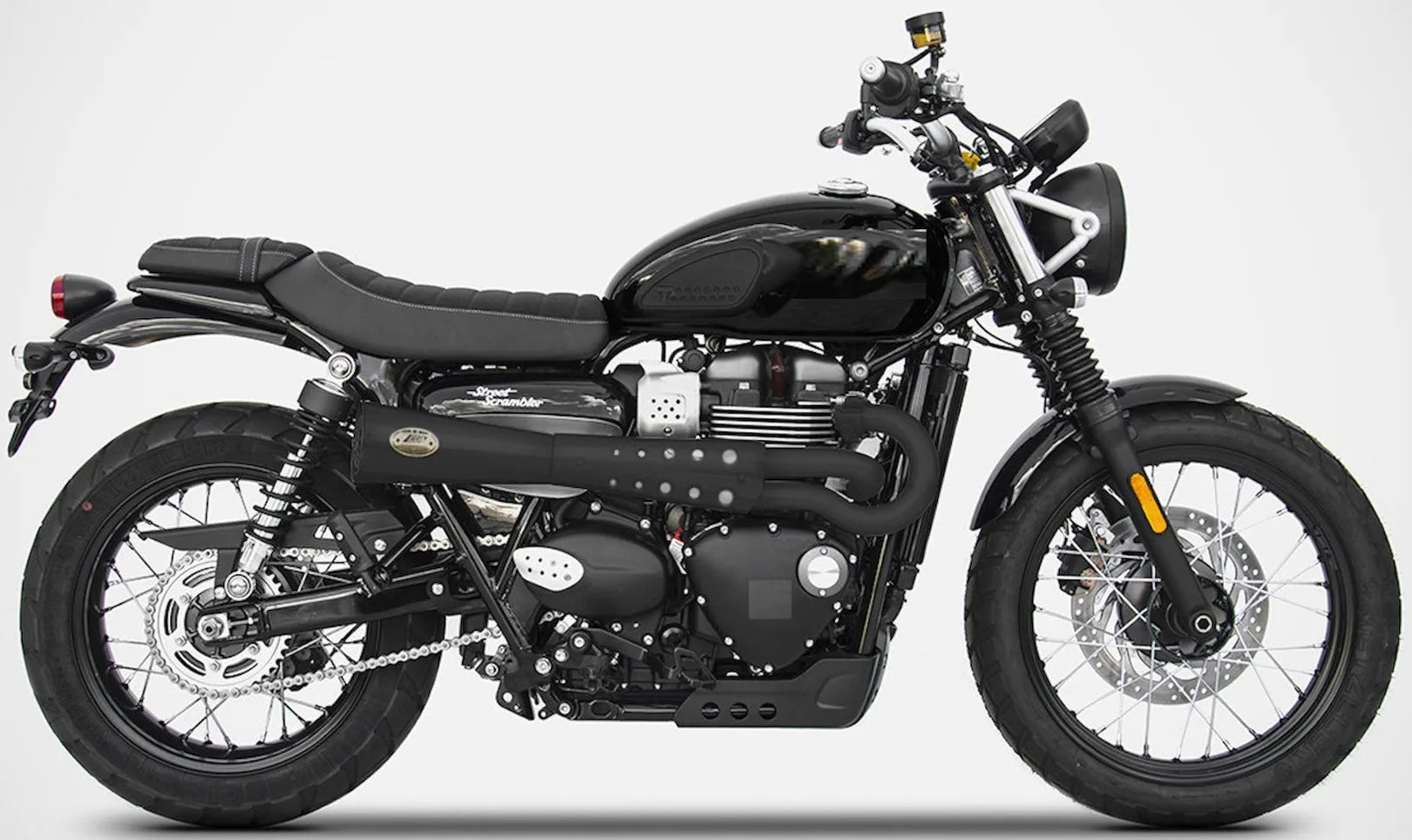 Complete Exhaust System Without Catalytic Converter And Without Sound Certification Tiger70 Steel Black - Zard Compatible With Triumph Street Scrambler 900 (2017-2023)