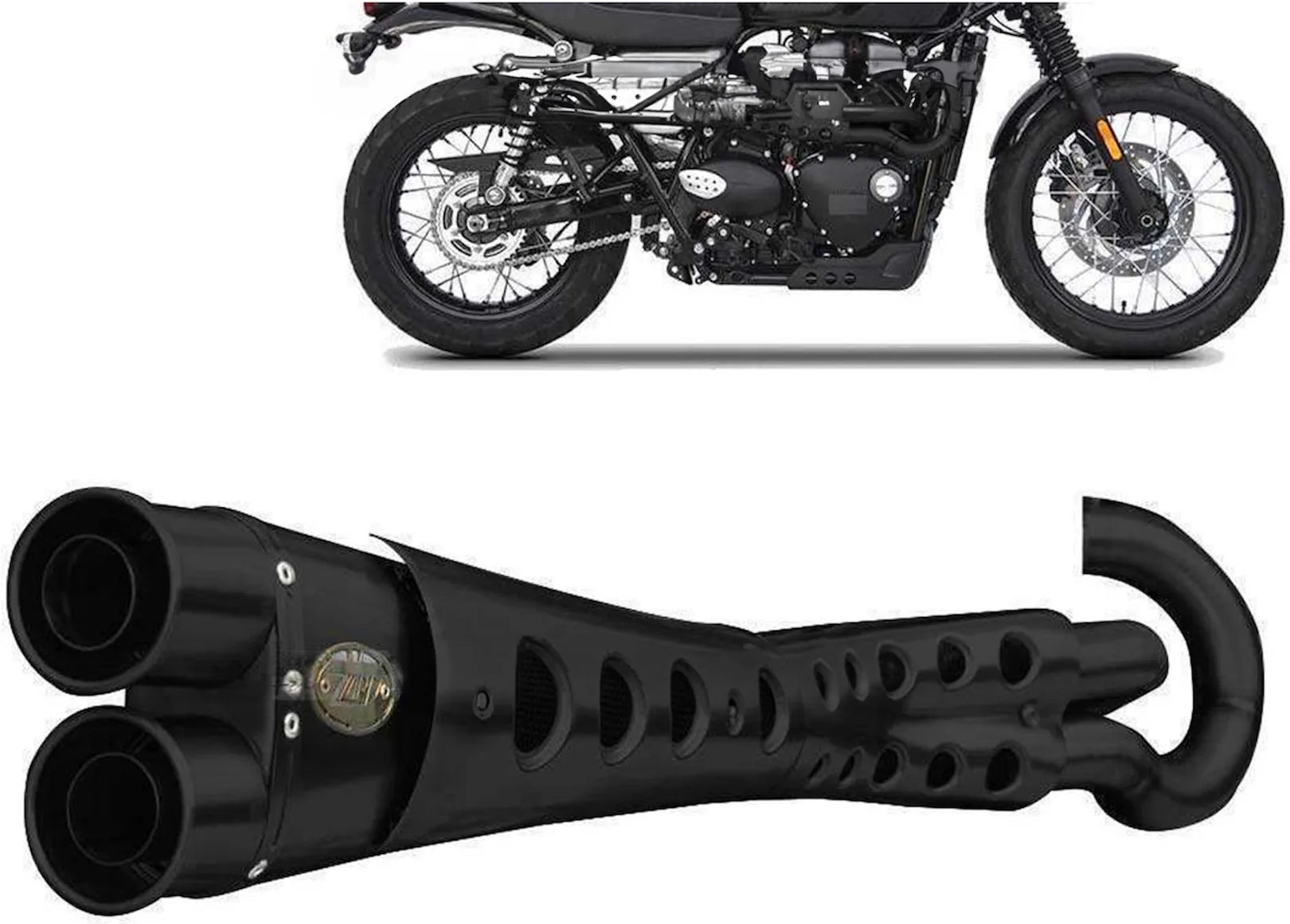 Complete Exhaust System Without Catalytic Converter And Without Sound Certification Special Edition Steel Black - Zard Compatible With Triumph Scrambler 900 (2017-2023)