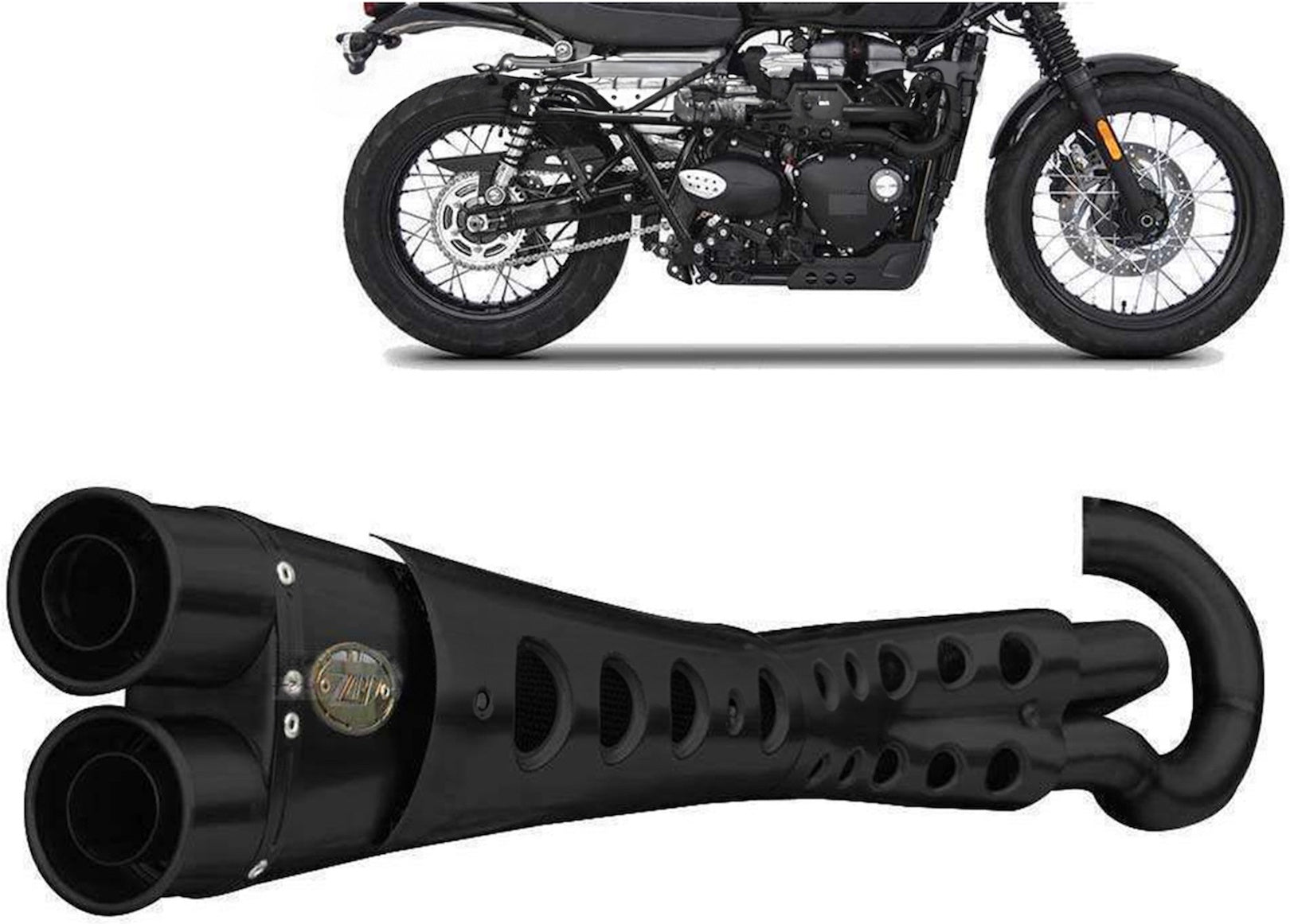 Complete Exhaust System Without Catalytic Converter And Without Sound Certification Special Edition Steel Black - Zard Compatible With Triumph Street Scrambler 900 (2017-2023)