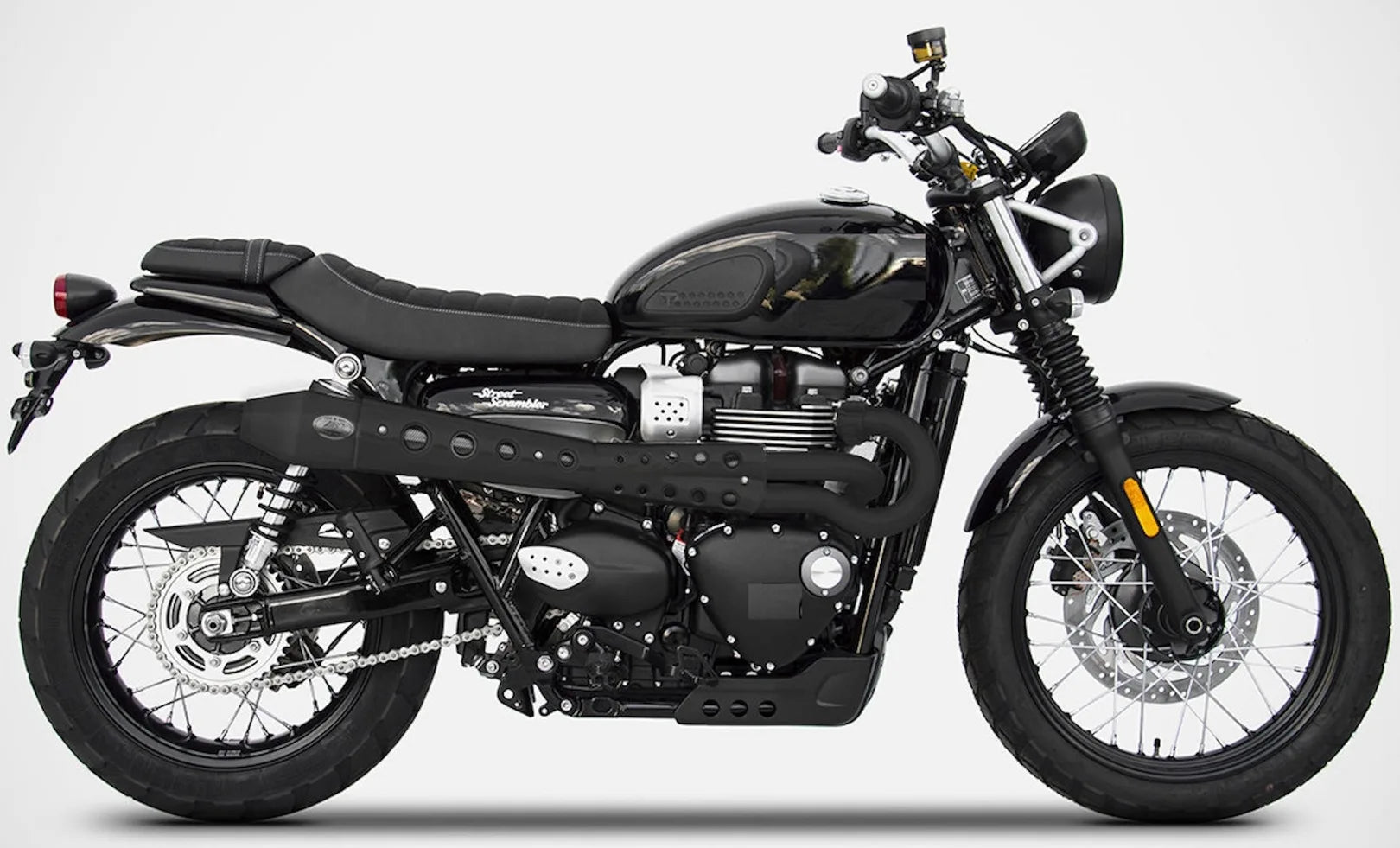 Complete Exhaust System Without Catalytic Converter And Without Sound Certification Conical High Steel Black - Zard Compatible With Triumph Street Scrambler 900 (2017-2023)