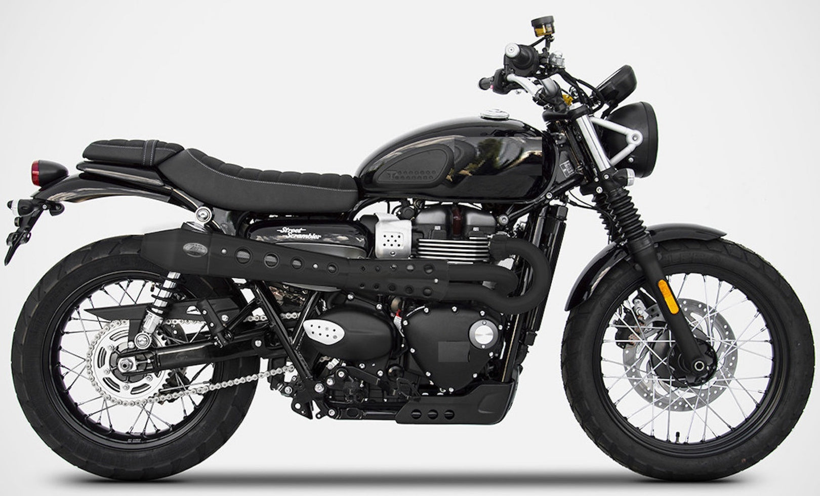 Complete Exhaust System Without Catalytic Converter And Without Sound Certification Conical High Steel Black - Zard Compatible With Triumph Street Scrambler 900 (2017-2023)