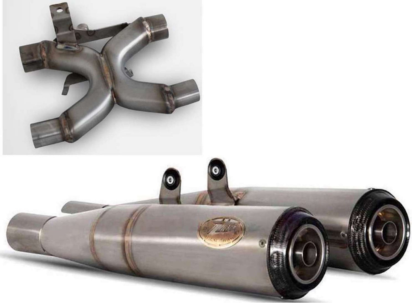 Uncatalysed Exhaust System Without Sound Certification Conical Stainless Steel Endcap Carbon - Zard Compatible With Triumph Thruxton 1200 R Rs (2021-2023)