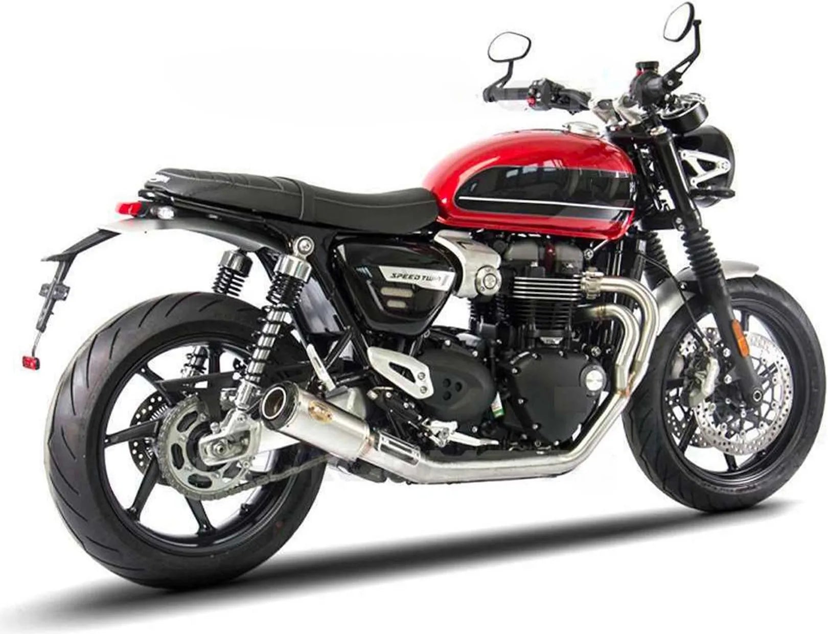 Complete Exhaust System Without Catalytic Converter And Without Sound Certification Sp Stainless Steel Endcap Carbon - Zard Compatible With Triumph Speed Twin 1200 (2019-2023)
