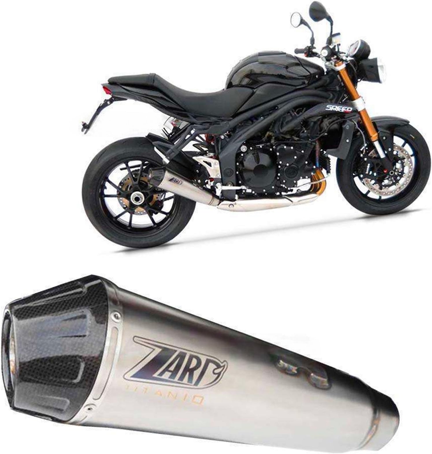 Exhaust Tip Without Sound Certification Stainless Steel Endcap Carbon - Zard Compatible With Triumph Speed Triple 1050 (2011-2013)