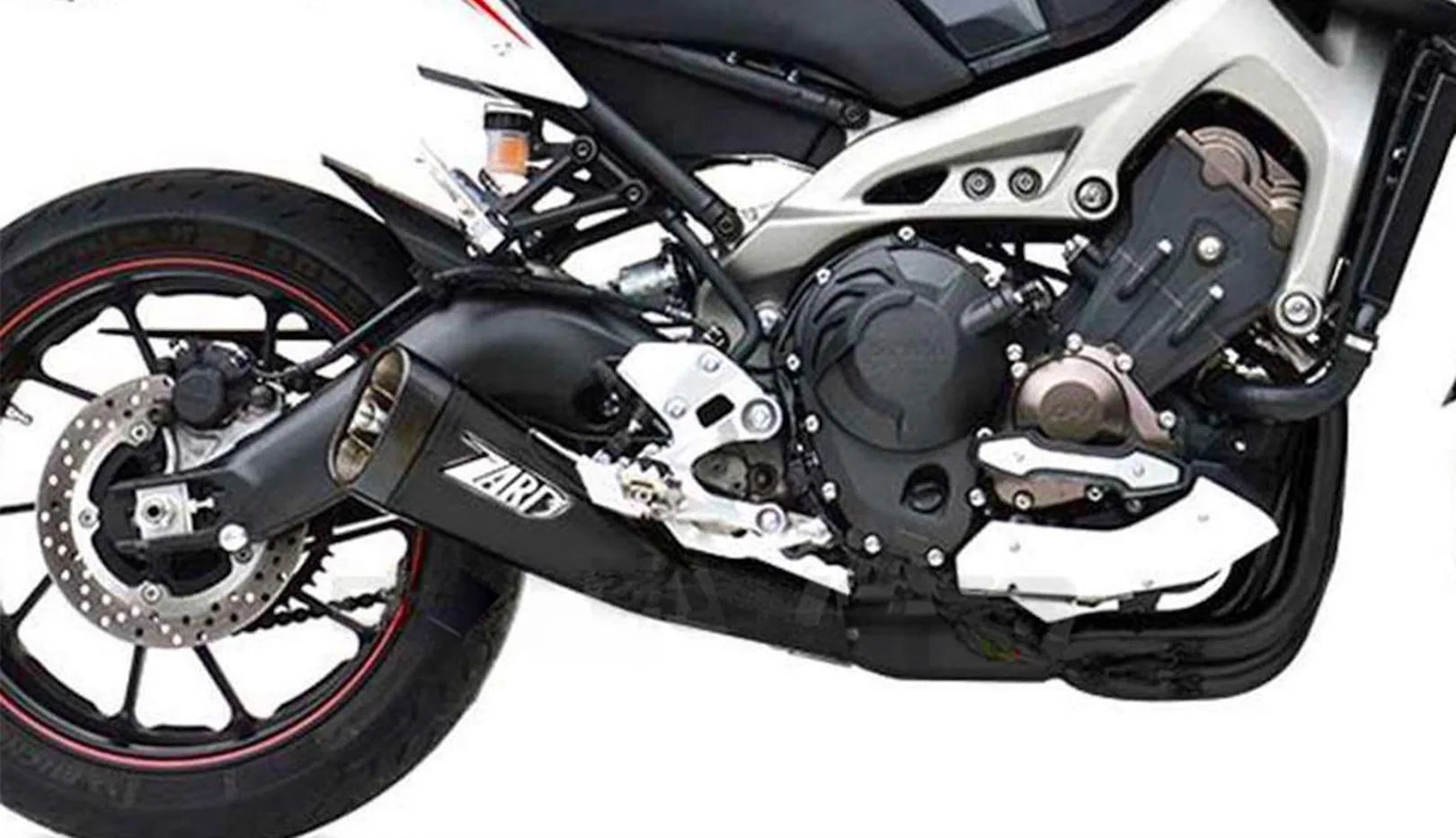 Complete Exhaust System Without Catalytic Converter And Without Sound Certification Steel Black Endcap Carbon - Zard Compatible With Yamaha Mt-09 (2013-2016)