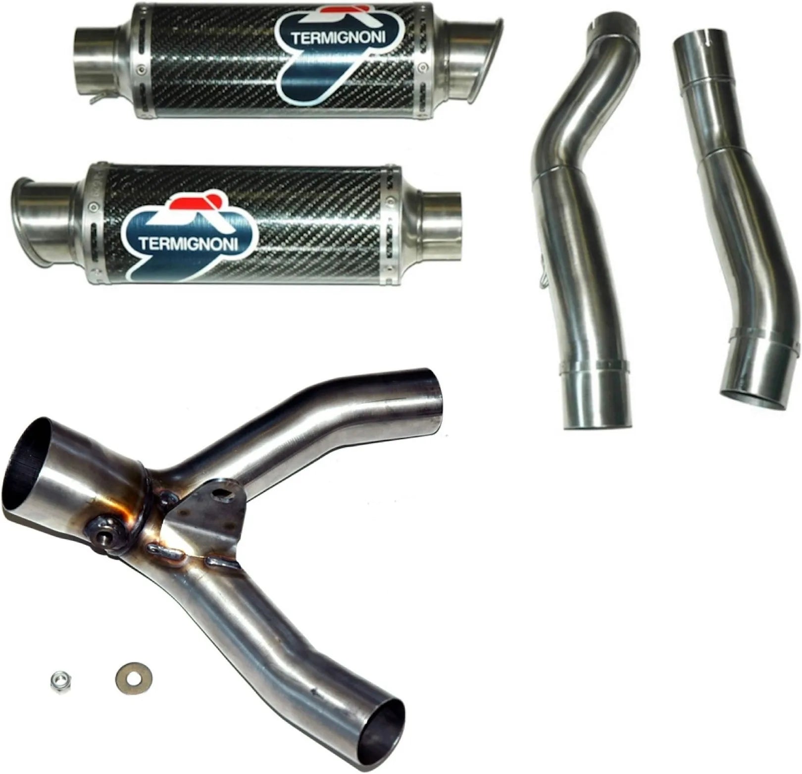 Dual Non-Catalytic Exhaust System With Sound Certification Round Carbon - Termignoni Compatible With Suzuki Gsx-R 1000 (2007-2008)