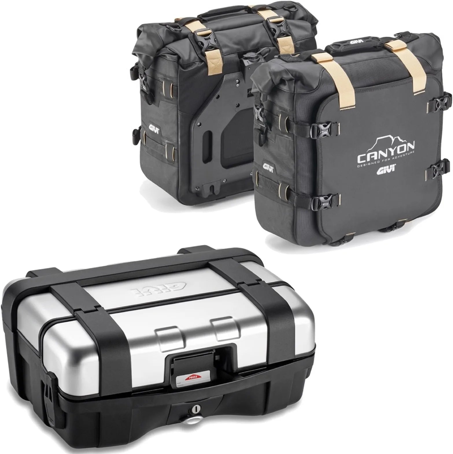 Trekker Canyon Top Case + Side Bags - 83 Lt Trekker Canyon Technopolymer - Givi Compatible With Yamaha Fz-6 - Fazer (2004-2006)