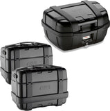 Trekker Black Top Case + Side Cases - 144 Lt Trekker Aluminium - Givi Compatible With Honda Crf 1000 L Africa Twin (2018-2019)