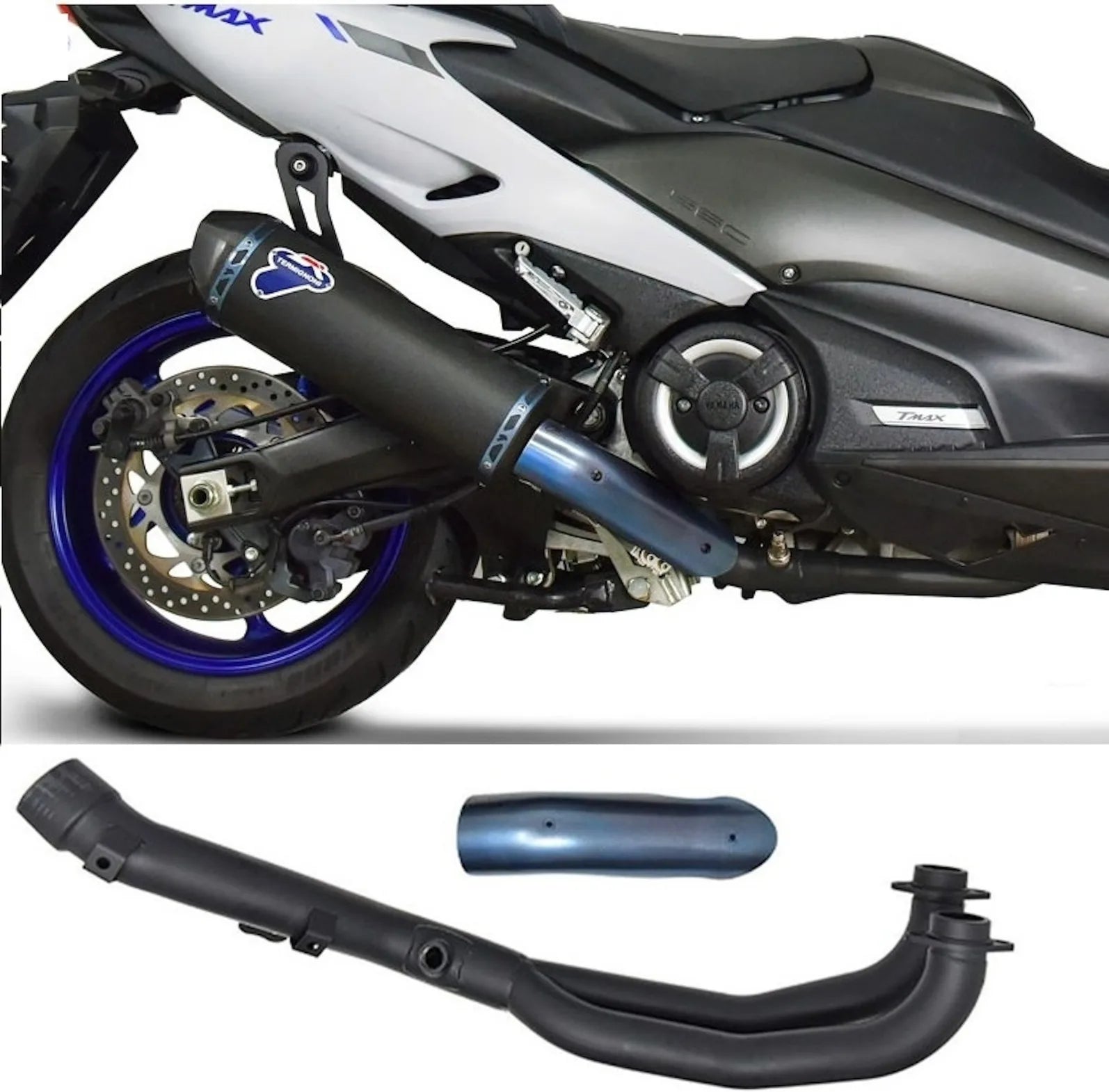 Complete Exhaust System Without Sound Certification Scream Titanium Black Carbon Cap - Termignoni Compatible With Yamaha Xp 560 T-Max Rc (2017-2023)