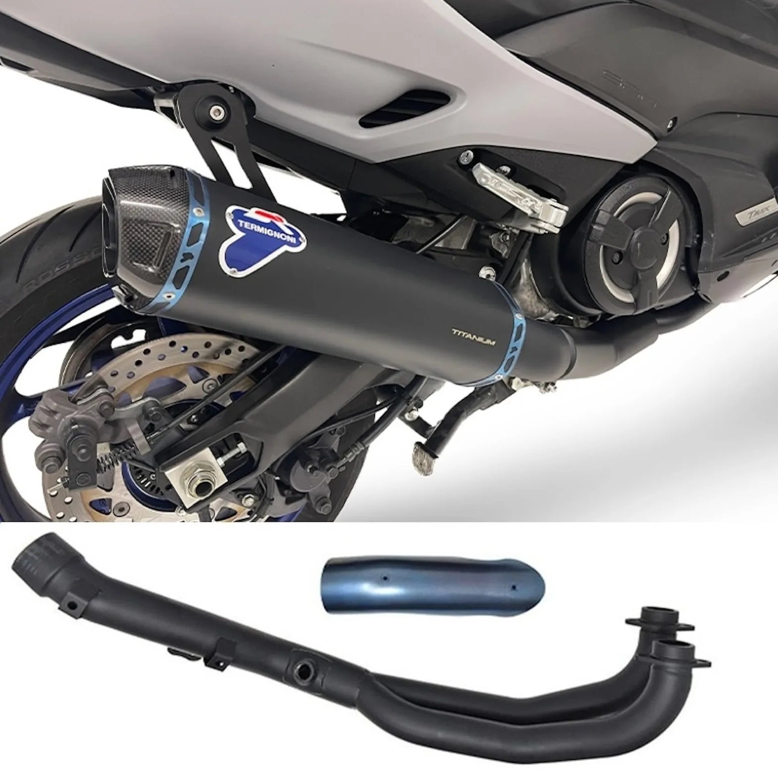 Complete Exhaust System With Sound Certification Titanium Black Carbon Cap - Termignoni Compatible With Yamaha Xp 530 T-Max (2017-2022)