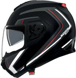Flip-Up Travelling Motorcycle Helmet Nolan N100-6 Black / Silver / Red Radiante 357 Size Xs