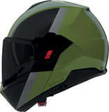 Flip-Up Travelling Motorcycle Helmet Nolan N120-1 Metallic Green / Black / Grey Verniciatura Speciale 354 Size Xxxl