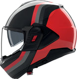 Flip-Up Travelling Motorcycle Helmet Nolan N120-1 Black / Red / Grey Lineo 351 Size L