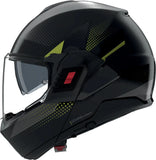 Flip-Up Travelling Motorcycle Helmet Nolan N120-1 Lava Grey / Black / Impulse Green Ciclone 362 Size Xl