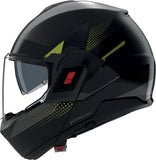 Flip-Up Travelling Motorcycle Helmet Nolan N120-1 Lava Grey / Black / Impulse Green Ciclone 362 Size Xxl