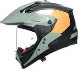Flip-Up Travelling Motorcycle Helmet Nolan N70-2 X 06 Black / Grey Green / White / Orange Selvado 348 Size Xs