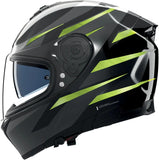Full-Face Speeding Motorcycle Helmet Nolan N80-8 Black / Anthracite / Chrome Pulse Green Fervo 354 Size M