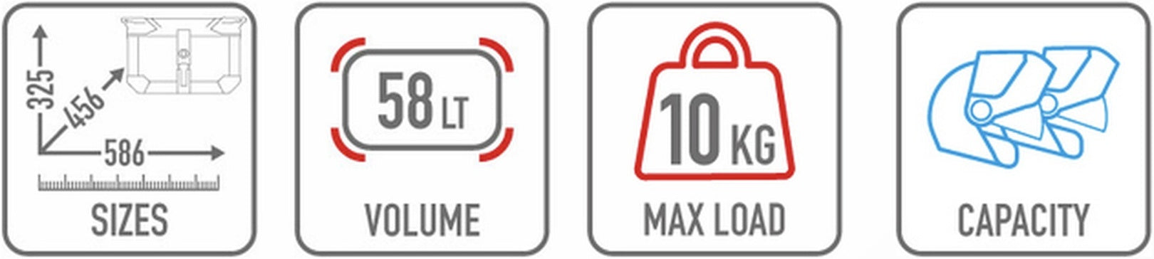 Monokey Trekker Outback Evo Smart Aluminium Top Case - 58 Lt Trekker Outback Evo Smart Aluminium - Givi Compatible With Kymco Xciting 400 Vs (2024-2025)