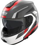 Flip-Up Travelling Motorcycle Helmet Nolan N100-6 Lava Grey / White / Red Cinetico 361 Size L