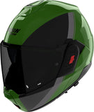 Flip-Up Travelling Motorcycle Helmet Nolan N120-1 Metallic Green / Black / Grey Verniciatura Speciale 354 Size Xxl