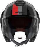Flip-Up Travelling Motorcycle Helmet Nolan N120-1 Black / Red / Grey Lineo 351 Size L