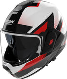 Flip-Up Travelling Motorcycle Helmet Nolan N120-1 White / Black / Red Ciclone 363 Size L