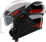 Flip-Up Travelling Motorcycle Helmet Nolan N120-1 White / Black / Red Ciclone 363 Size Xl