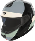 Flip-Up Travelling Motorcycle Helmet Nolan N90-3 06 Black / Ivory / Anthracite / Green Grey Blocco 354 Size Xl