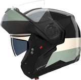 Flip-Up Travelling Motorcycle Helmet Nolan N90-3 06 Black / Ivory / Anthracite / Green Grey Blocco 354 Size Xs