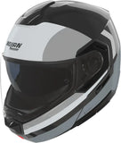 Flip-Up Travelling Motorcycle Helmet Nolan N90-3 06 Black / Silver / White Roboto 348 Size Xxs